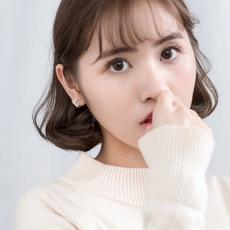 Женские серьги-гвоздики в виде Луны и солнца Colusiwei из 100% серебра 925 пробы |