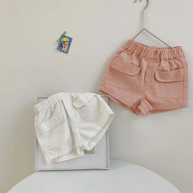 Хлопковые однотонные Повседневные Шорты Для маленьких девочек свободные