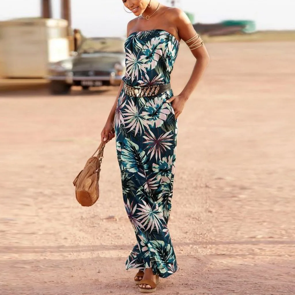 Женское праздничное длинное платье бандо с открытыми плечами женское летнее