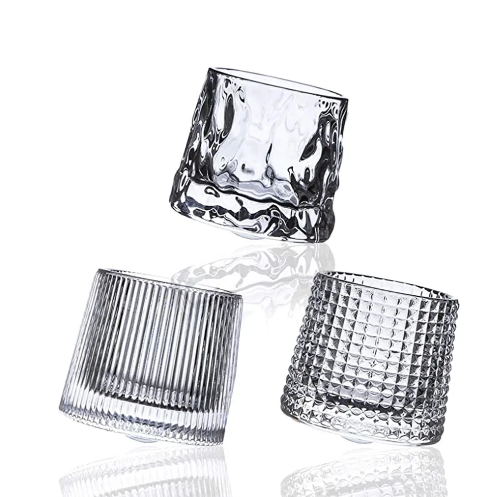 Стакан 5 унций поворотный винтажный стеклянный рельефный латте холодный кофе