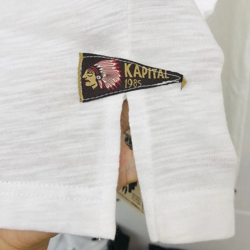 

Long Sleeve T-shirt Men Women version Loose Tee Top quality Slub cotton KAPITAL T shirt