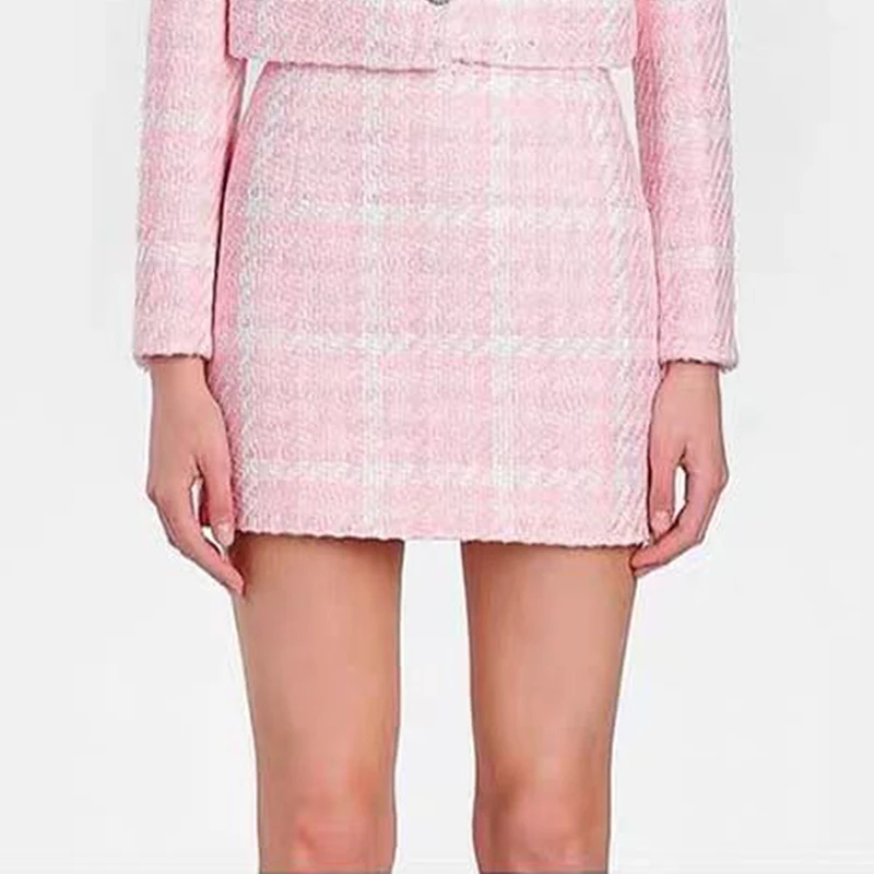 Женская твидовая мини-юбка Клетчатая Шерстяная Юбка смешанных цветов 2022 | одежда