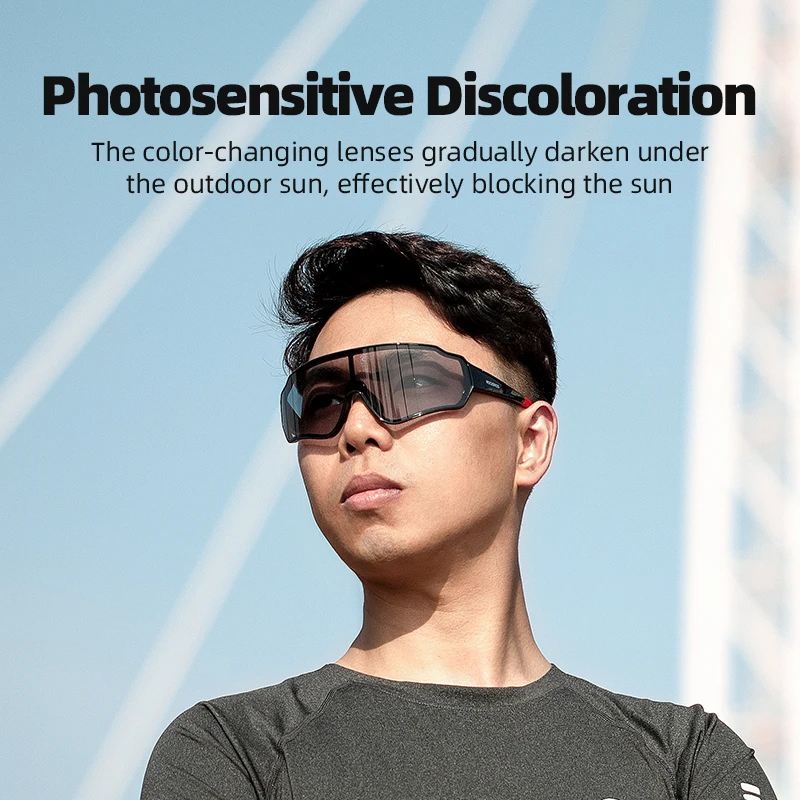 ROCKBROS UV400 Photochromic Cycling Glasses Sports Eyewear Bicycle Men Bike Sunglasses Women MTB Road Goggles | Спорт и развлечения
