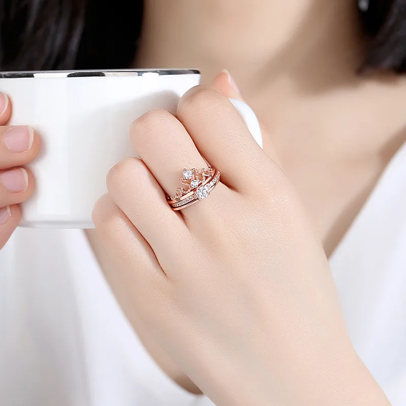 Блестящая Хрустальная корона женские кольца на палец ювелирные изделия тренд 2