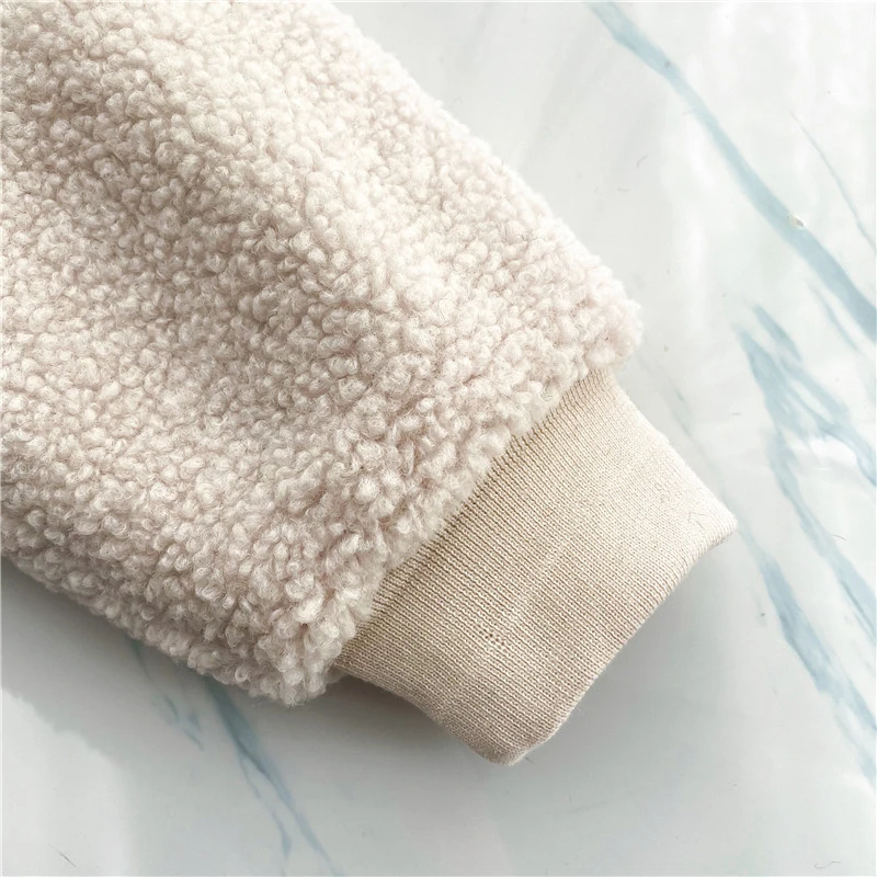 

2020 Autumn Winter New Women's Sweatshirt Fashion Thick Fleece Hoodies Casual Letter Mid Length Lambswool Women Sweatshirt