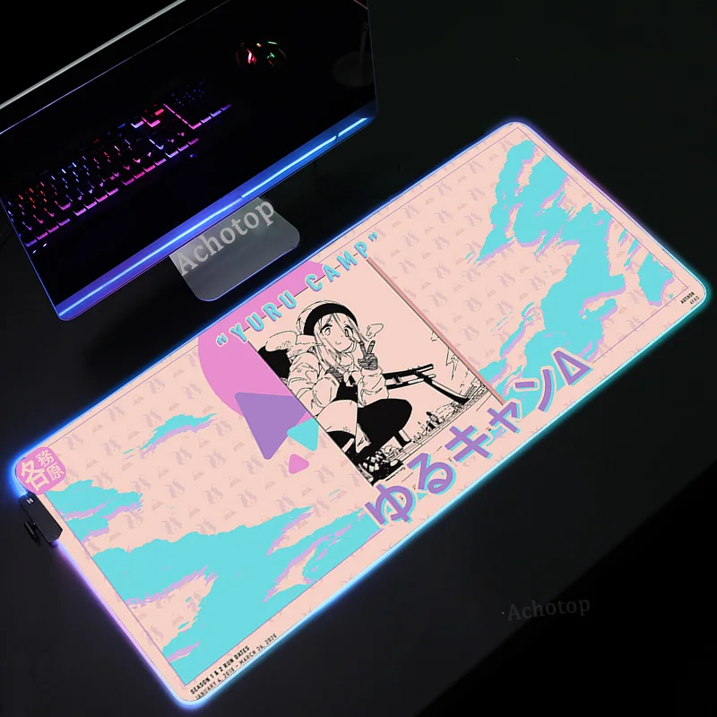 

Аниме Yuru лагерь коврик для мыши с календарем RGB милый коврик для мыши с девушкой XXL ноутбук офисный ПК игровые аксессуары светодиодный игров...