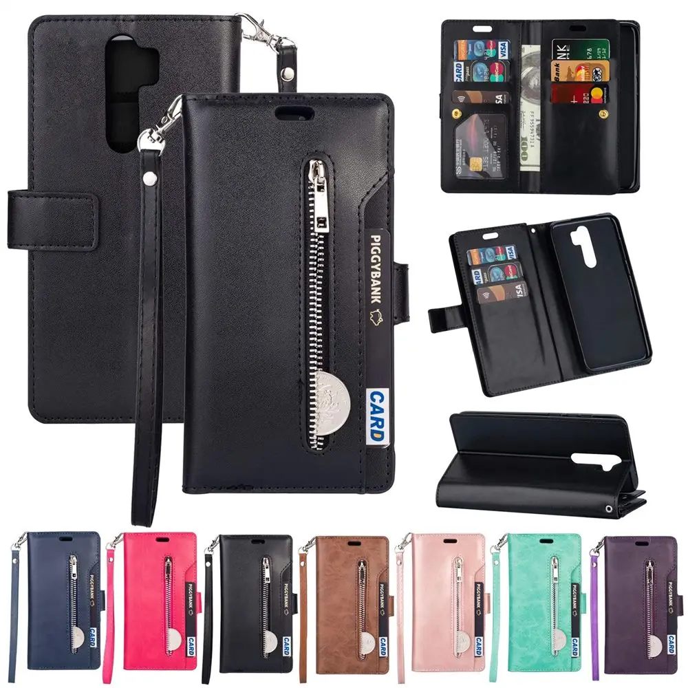 Кожаный чехол-бумажник на молнии с отделениями для карт чехол-подставка Xiaomi Redmi 7