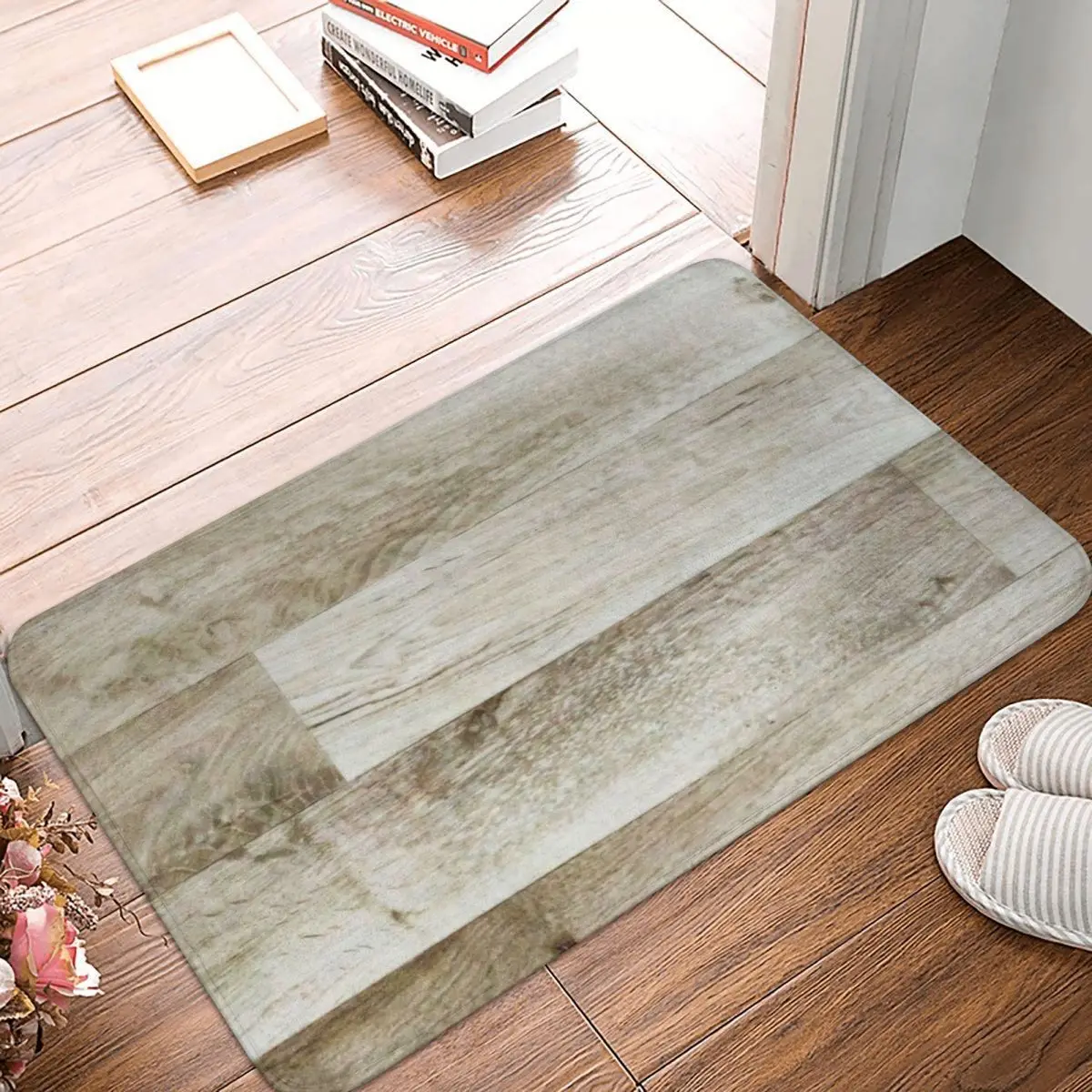 

Rustic Old Wood Doormat Carpet Mat Rug Polyester PVC Anti-slip Floor Decor Bath Bathroom Kitchen Bedroom 40x60