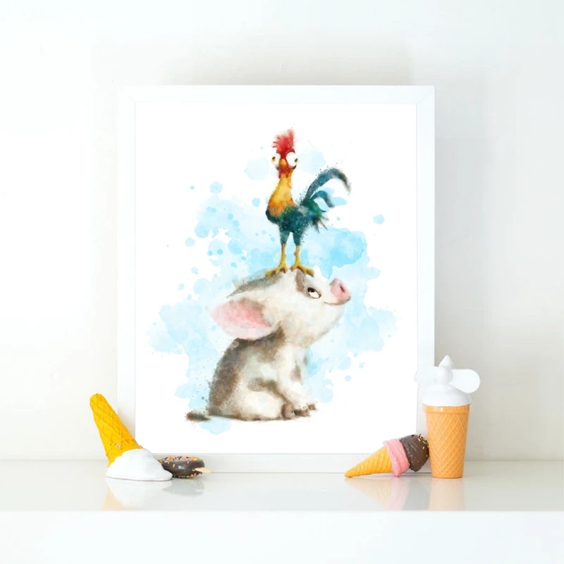 Новогодние плакаты с акварелью принты Картина на холсте Женская декорация для