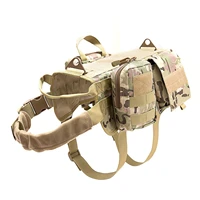 hanwild upgraded hunting k9 dog training molle vest harness service dog vest with pulling handle pet vests with 3 bags 4 sizes