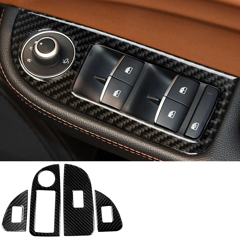 Giulia 2017-2019 Door Window Control Switch Panel Decoration Stickers Carbon Fiber Car Stickers For Alfa Romeo Interior Accessoy