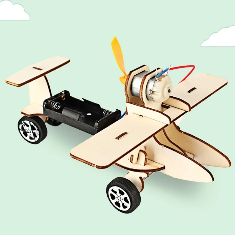 

Wooden Electric Taxiing Plane Model DIY Handmade Kid Assembling Toy Science Kit Gift