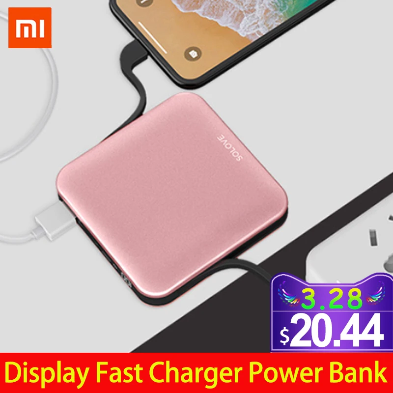 SOLOVE Дополнительный внешний аккумулятор с кабелем для передачи данных 10000 мАч