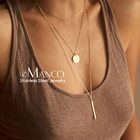 Ожерелье eManco из нержавеющей стали женское, многослойная цепочка-чокер в минималистическом стиле, ожерелье с подвесками, ювелирные изделия, 3 шт.
