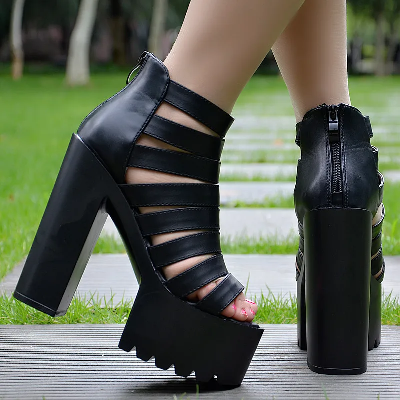 

Muffin dance T-stage thick heel walk show 15cm new 2021 summer super high heel night club women's sandals foreign shoes