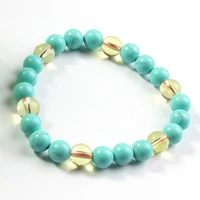 100 unique 1 pcs charm green turquoises stone connect yellow crystal round beads bracelets for female jewelry