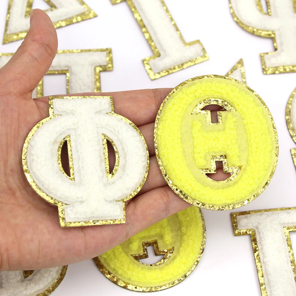 1 шт. белая греческая нашивка с буквами алфавит синель вышивка нашивки для одежды