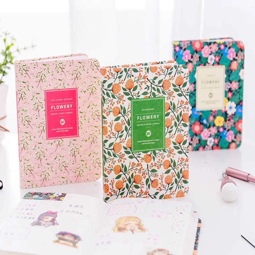 

Floral Notepad Handbook Retro Diary Notebook School Kawaii Stationery Office Supplies H3x9