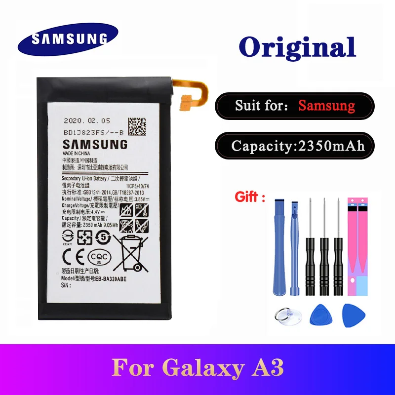 

5pcs/lot SAMSUNG A3 Original Phone Battery EB-BA320ABE 2350mAh For Samsung Galaxy A3 2017 SM-A320 A320F Li-ion Batteries +Tools