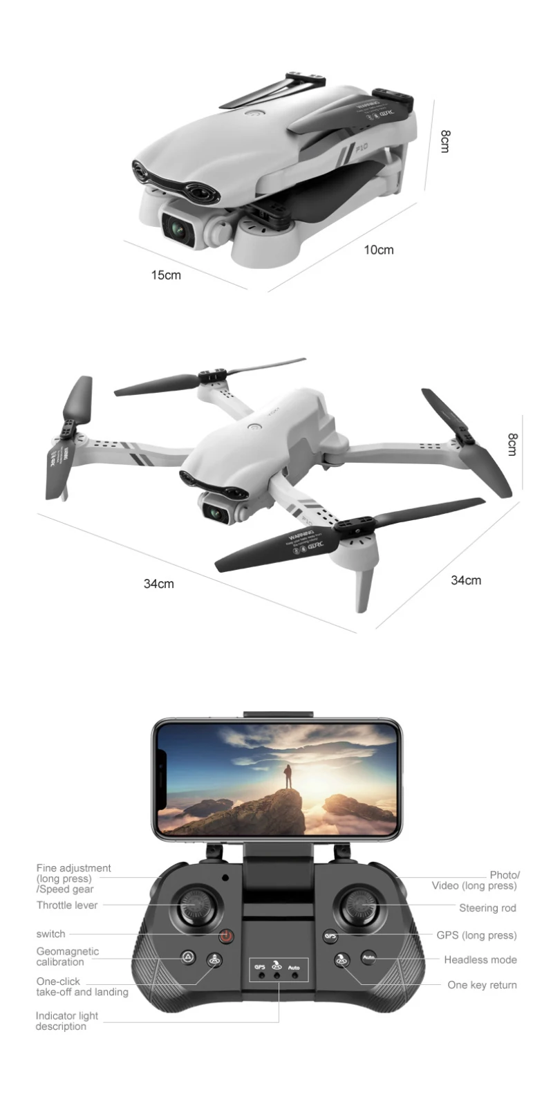 F10 Дрон 6K HD Двойная камера со стандартным GPS WIFI FPV расстояние передачи в реальном