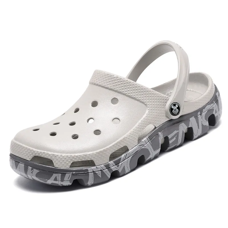 

2021 Men Sandals Big Size Casual Summer High Quality Rubber Hole Shoes Clogs Home Garden Outdoor Beach Flat Slippers