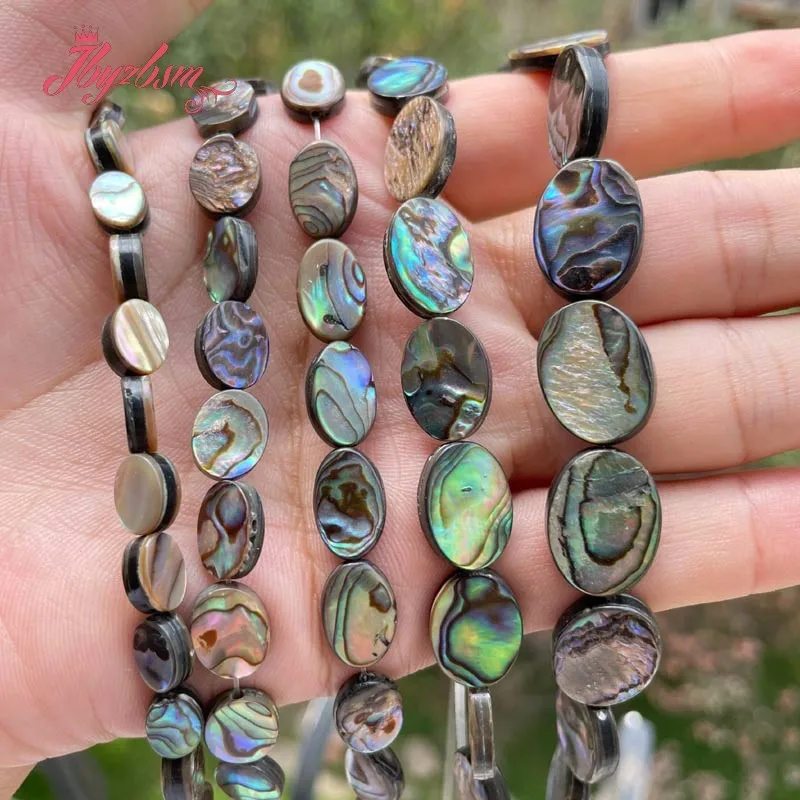 Nautral Multicolor oval Abalone Shell 6x8/10x14/12x16mm Loose Stone Beads For DIY Necklace Bracelet Jewelry Making Strand 15