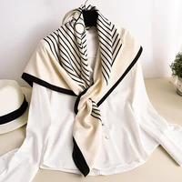 2020 brand stripe winter hijab silk wool scarf fashion female large embroidery shawl bandana foulard scarves pashmina femme