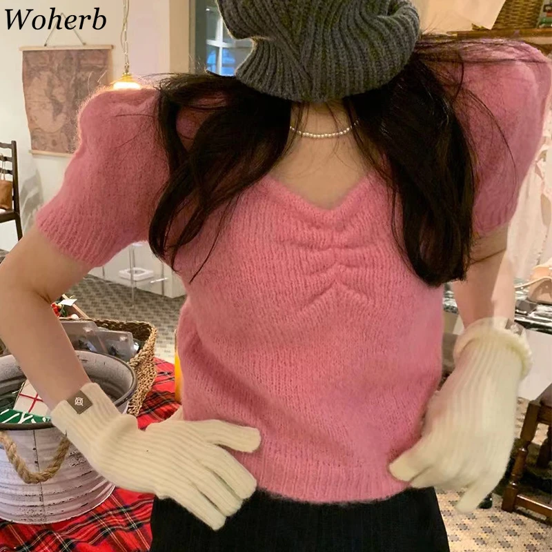 Милые пуловеры Woherb топы женская осенняя одежда женский свободный джемпер с