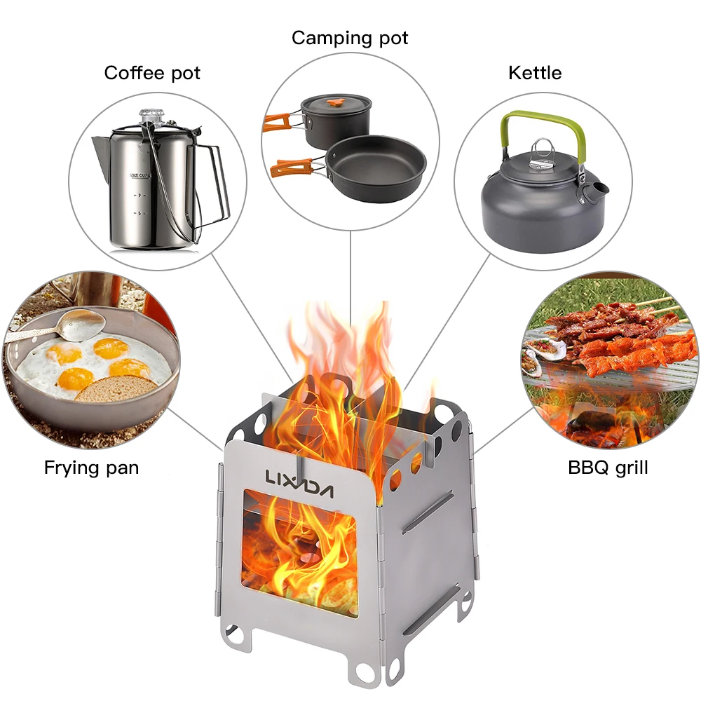 Портативная туристическая титановая плита Lixada легкая складная карманная