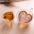 Прозрачная двухслойная чашка в форме сердца, прозрачная термоизолированная чашка с двойными стенками, чашка для кофе, чая, молока, пива, виски