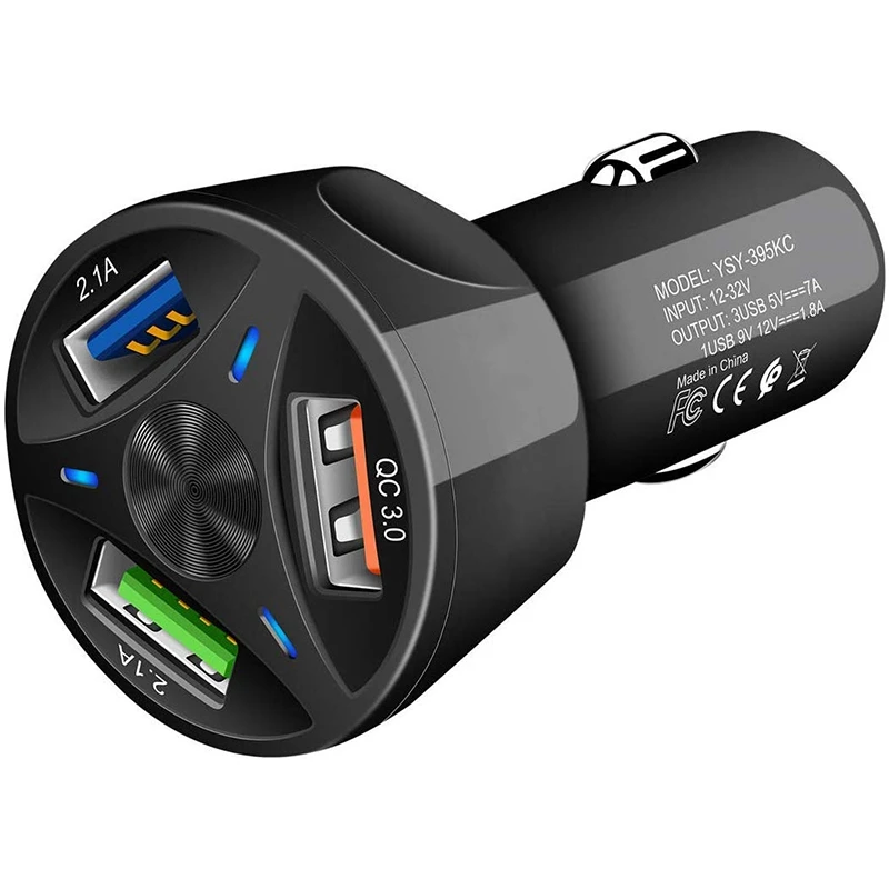 Автомобильный Зарядное устройство 36W/6A QC3.0 3 Порты и разъёмы зарядных порта USB для
