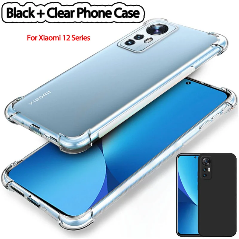 

Black + Clear Case for Xiaomi 12Pro Phone Cases Mi 12X Xiaomi 12 Ultra Soft Shockproof Cover Mi-12Pro Xiaomi Mi 12 Pro Case