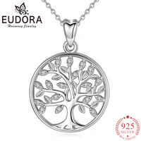 eudora 100 925 sterling silver tree of life pendant necklaces with aaa zircon women fashion jewelry gift for girl birthday d170