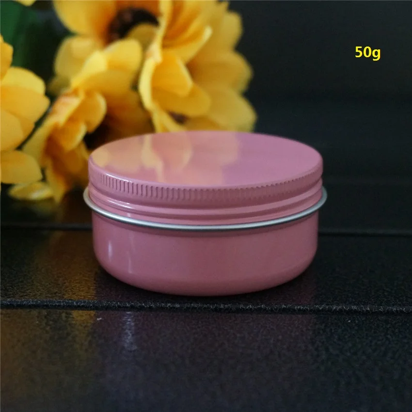 

50g 56*27mm Cosmetic Round Aluminum Box Metal Tin Cans DIY Pink 50ml Cream Portable Jar Tea Aluminum Pot Empty Pink Containers