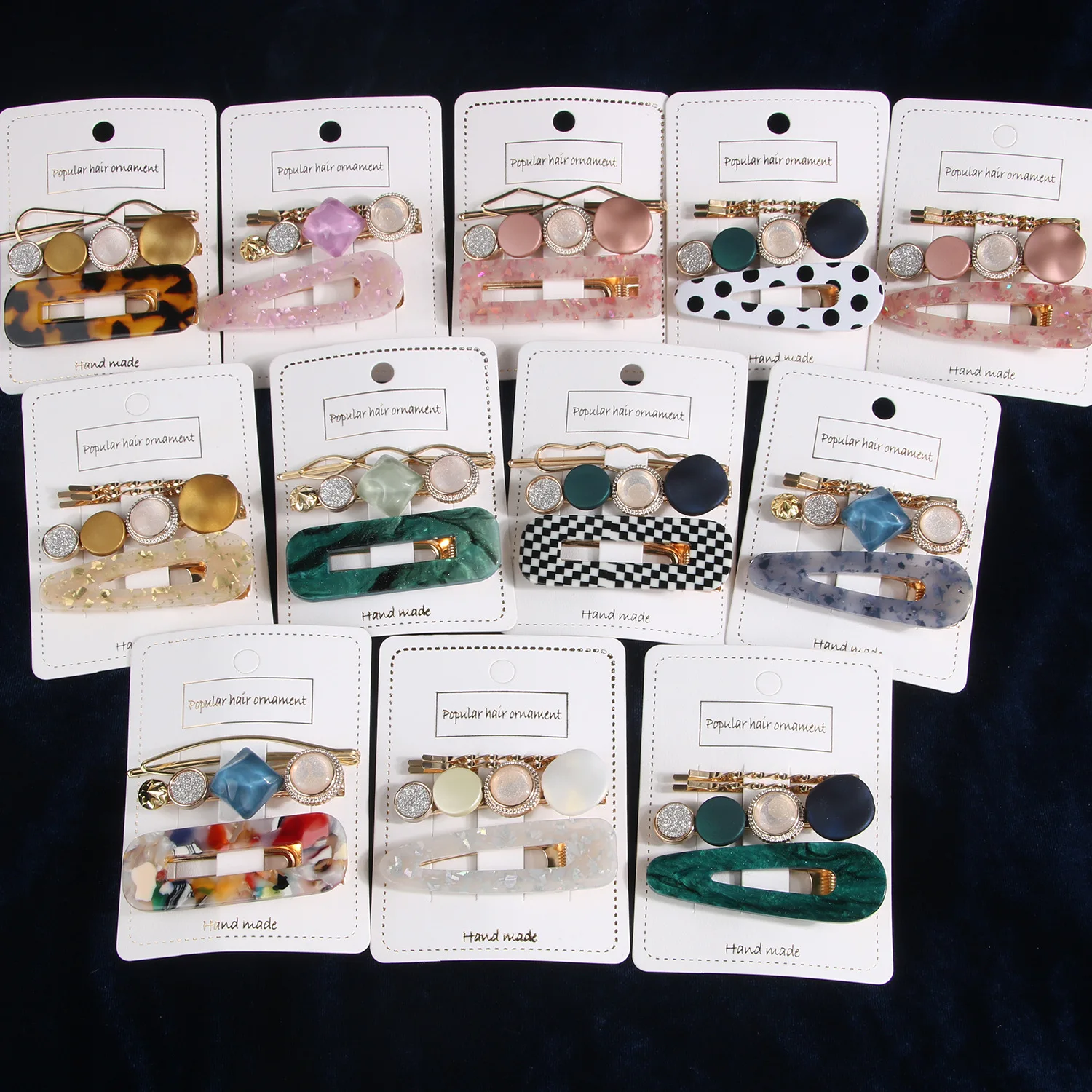 3 шт./компл. модные ювелирные изделия из золота ацетат геометрический Заколки для