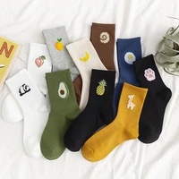 1 pair kawaii unisex happy funny socks fruit harajuku colorful mid socks cute women socks smile food