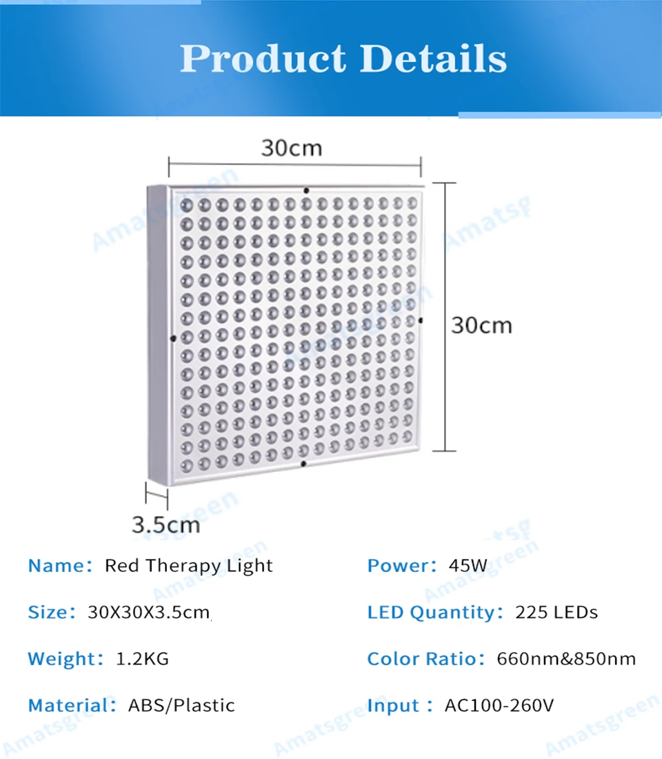 45W Red Led Light Therapy Deep Red 660nm mix Near Infrared 850nm Led Light for Skin and Pain Relief