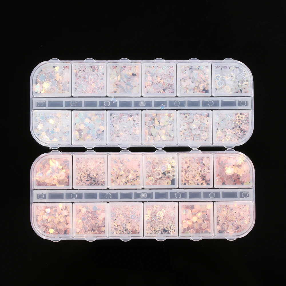 12 сеток/набор Русалка симфония дизайн ногтей блестки чешуйчатая голографическая