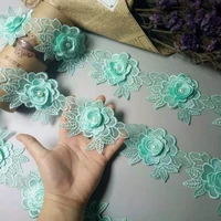 1 yard vintage green polyester pearl flower embroidered lace trim ribbon fabric handmade garment wedding dress sewing craft
