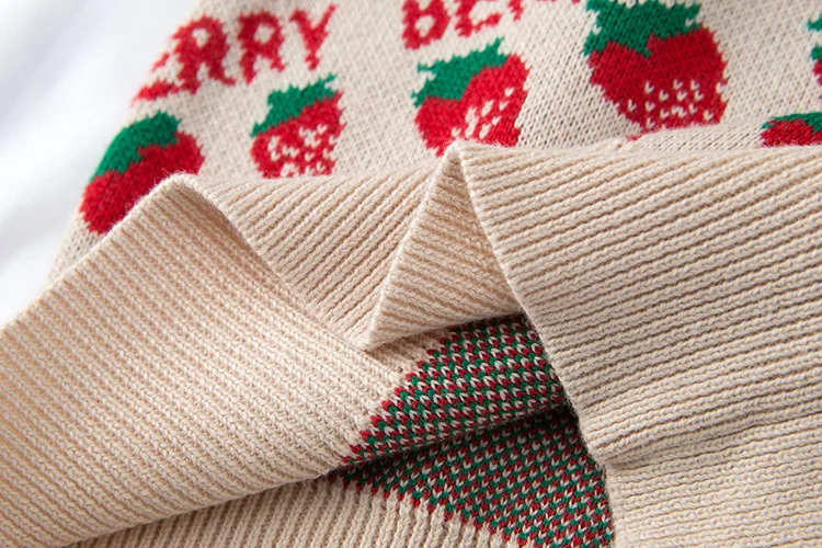 1-7T Autumn Kids Cotton Knit Cardigan Baby Girls Boys Sleeveless Sweater Knitted Vest Strawberry Print Sweaters | Детская одежда и