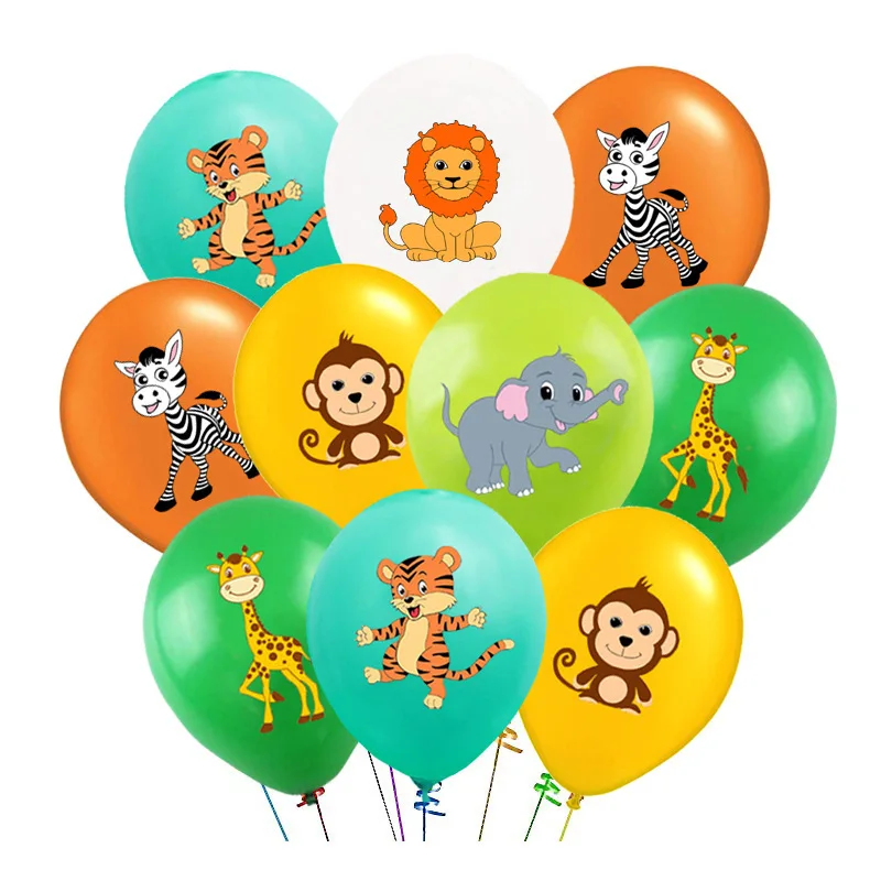 

10pcs Safari Party Theme Animal Balloons Jungle Party Zoo Latex Foil Air Balloon Kids Birthday Party Decorations Baloon White