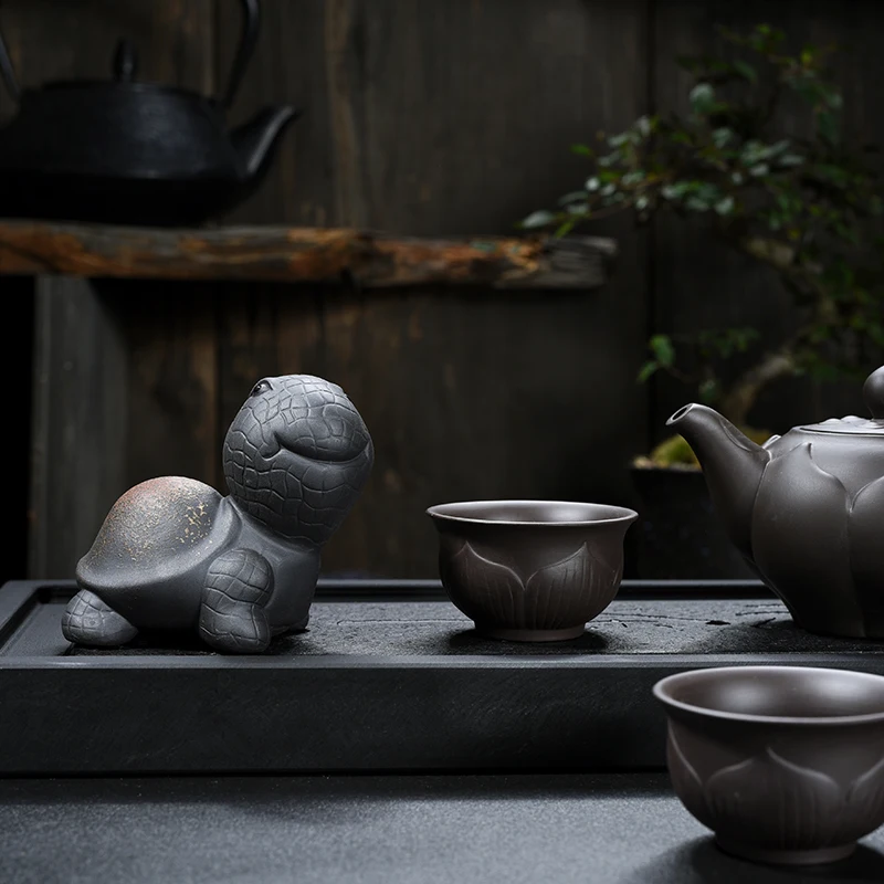Винтажный креативный черный грязевой чай милая черепаха птица животное Zisha