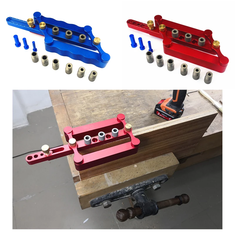 

6/8/10mm Precise Dowel Jig Self-Centering Dowelling Jig Hole Locator Drilling Tools Log Tenon Hole Punchers Tool Kit Woodworking
