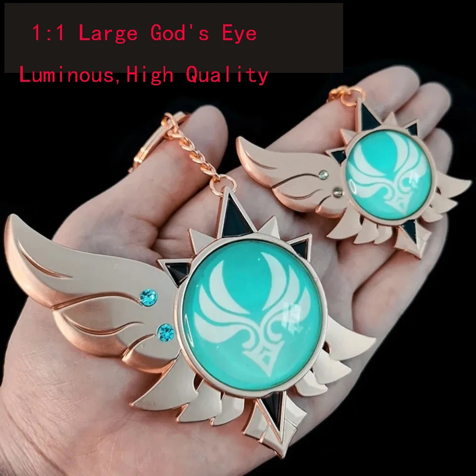 

Брелок Genshin Impact 1:1 с большим безэлементным глазом Бога, светящимся высококачественным металлическим подвесным брелоком Fatui с изображением с...