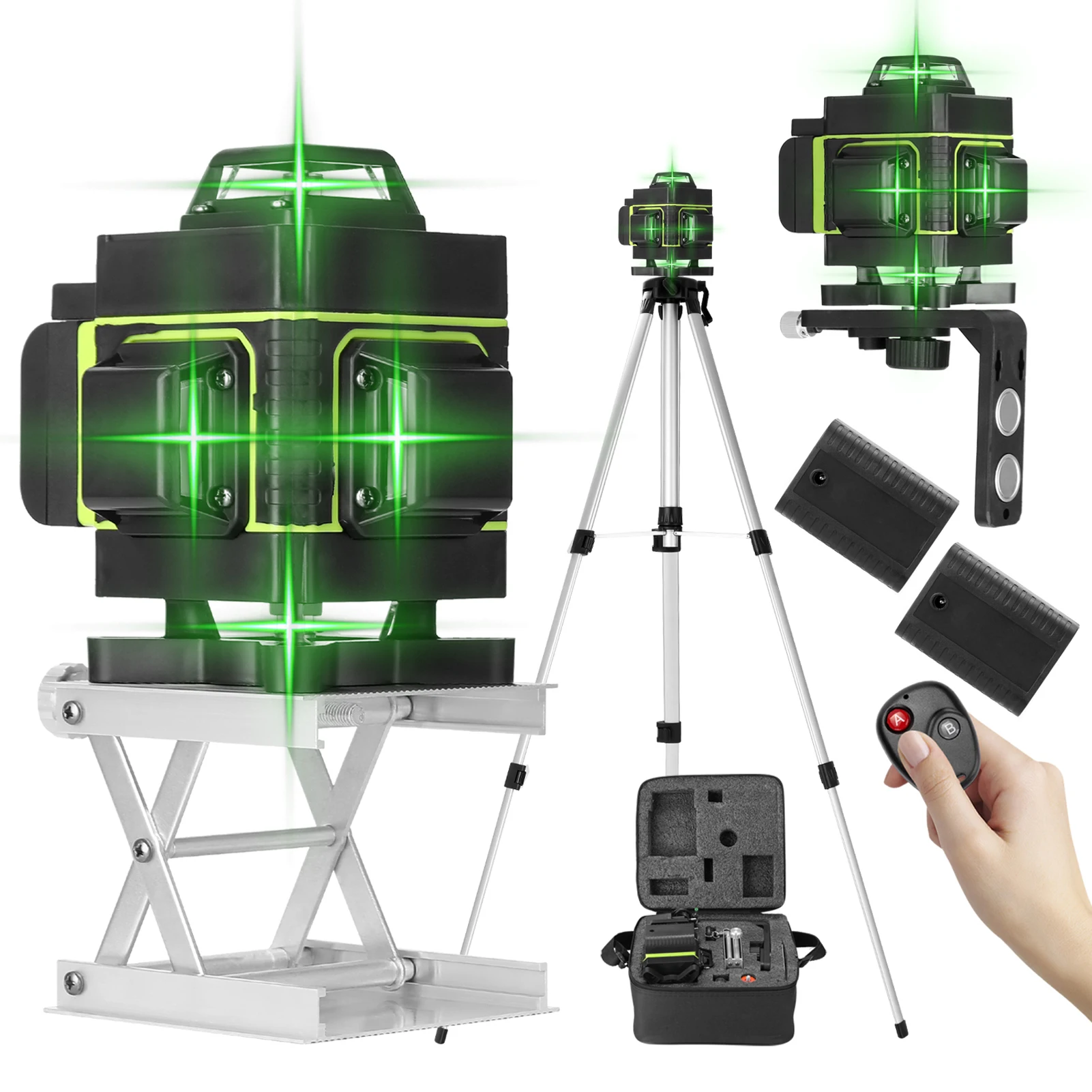 

KKmoon Multifunctional 16 Lines Level Tool Vertical Horizontal Line with Self-leveling Function with 1.5M 3-Heights Adjustable
