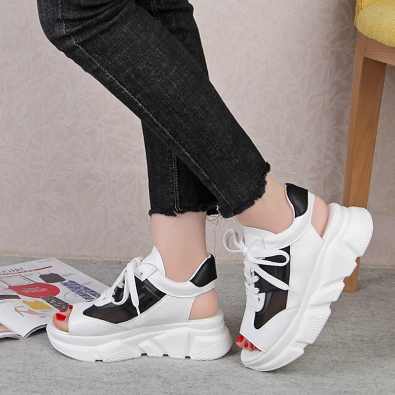 Женские сандалии Fujin летние из дышащей сетки розового цвета 2020|Боссоножки и