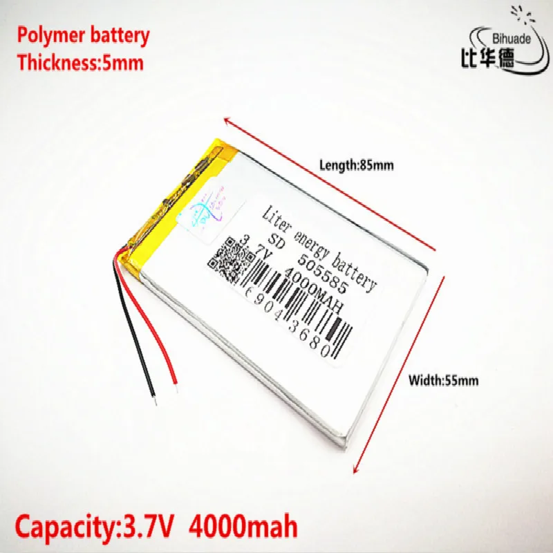 

Good Qulity 3.7V,4000mAH,505585 Polymer lithium ion / Li-ion battery for TOY,POWER BANK,GPS,mp3,mp4