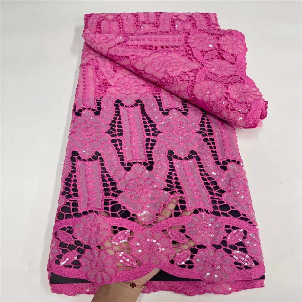 

African Guipure Lace Fabric High Quality Nigeria Swiss Voile In Switzerland Net Guipure Lace 5Yards For Wedding Party JYS38