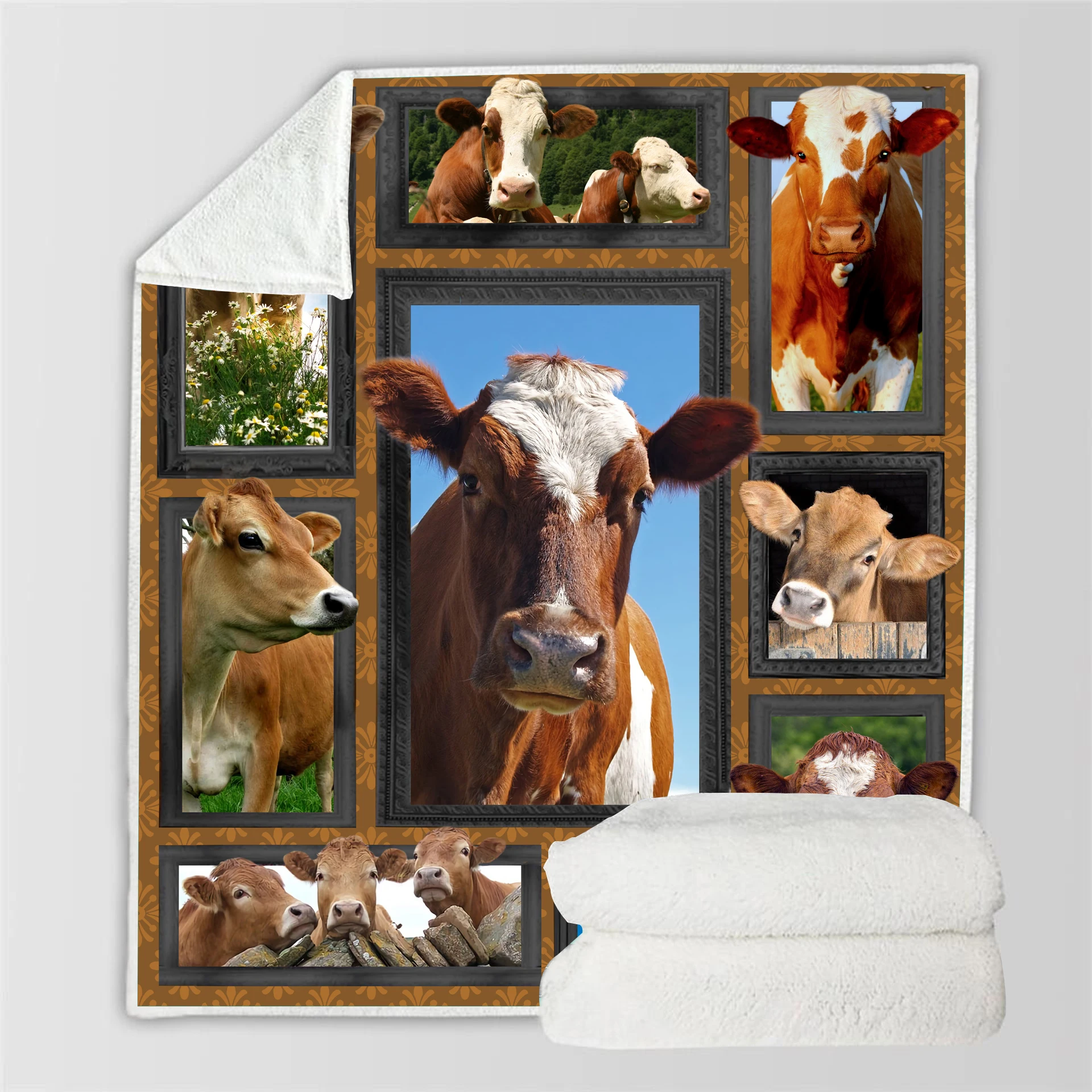 Мягкое Флисовое одеяло для дивана постельное белье коров и лошадей Прямая