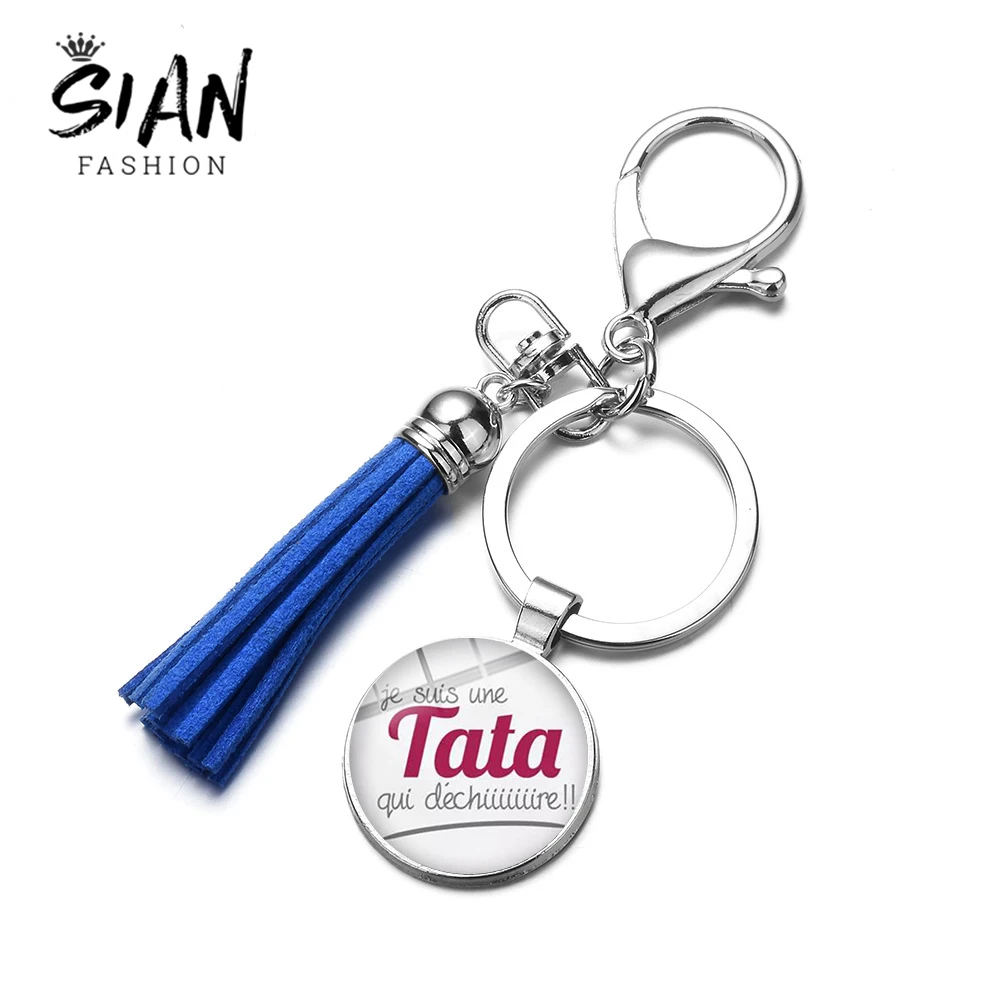 Азиатских очарование Супер ТАТА цепочка для ключей с надписью на французском